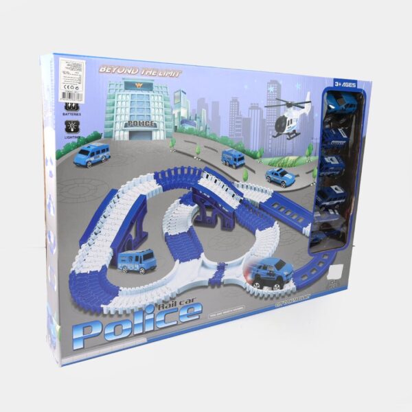 Police Rail Car Track Set – 6 Cars with Lights & Battery Power - Image 2
