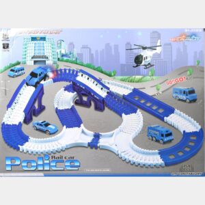 Police Rail Car Track Set – 6 Cars with Lights & Battery Power