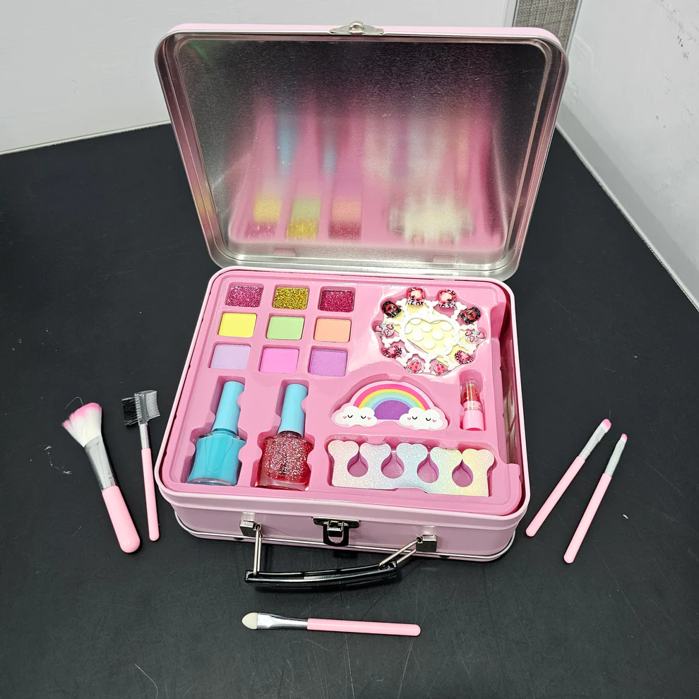 Fashion Makeup Kit with Iron Box – Stylish Beauty Set for Kids