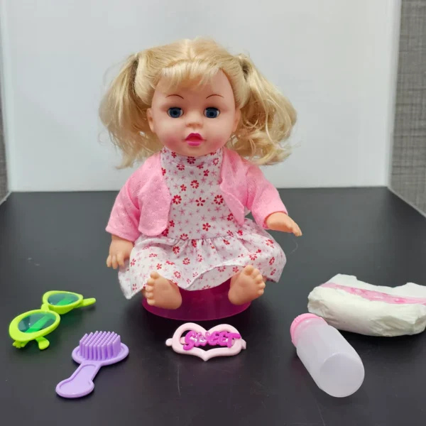 Baby Fashion Girl Doll with Sound, Hair Comb, Milk Bottle & Potty Training – Interactive Doll for Kids - Image 4
