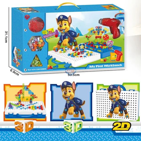 3-in-1 Real Power Tool Workbench Playset – 255 Pcs Puzzle Panel - Image 2