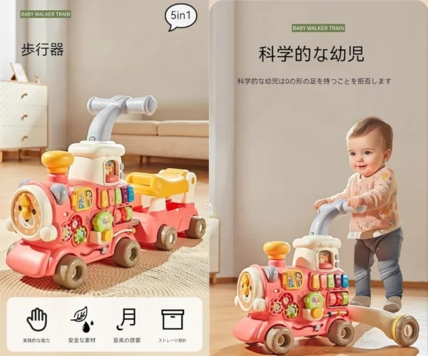 Multifunctional Baby Walker Train – 5 in 1 Activity Ride