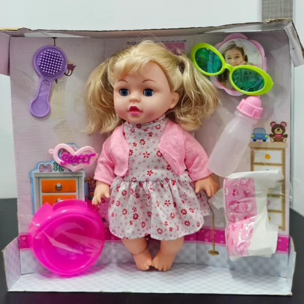 Baby Fashion Girl Doll with Sound, Hair Comb, Milk Bottle & Potty Training – Interactive Doll for Kids - Image 2