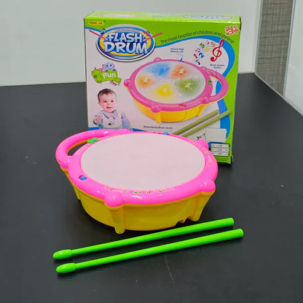 Flash Drum with Lighting & Music – Includes 2 Drum Sticks