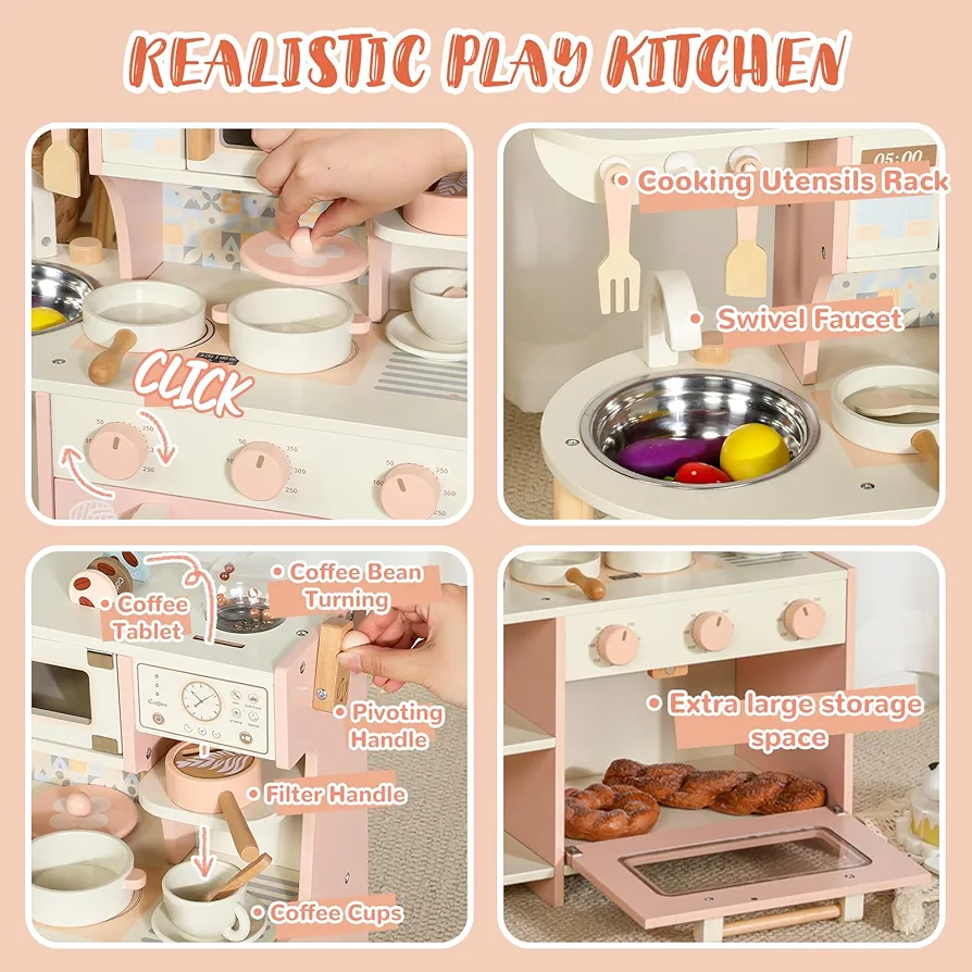 Wooden Kitchen Toy – For Ages 36+ Months | Educational & Fun Playset-kids Land - Image 3