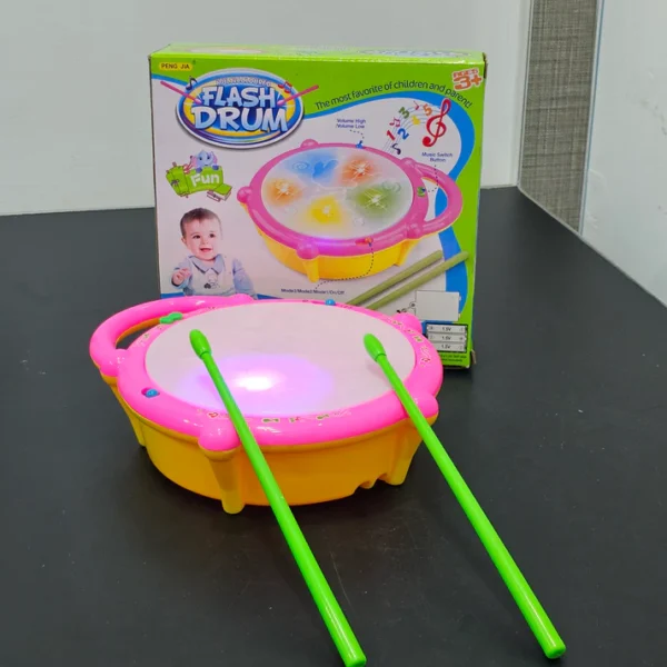 Flash Drum with Lighting & Music – Includes 2 Drum Sticks - Image 3