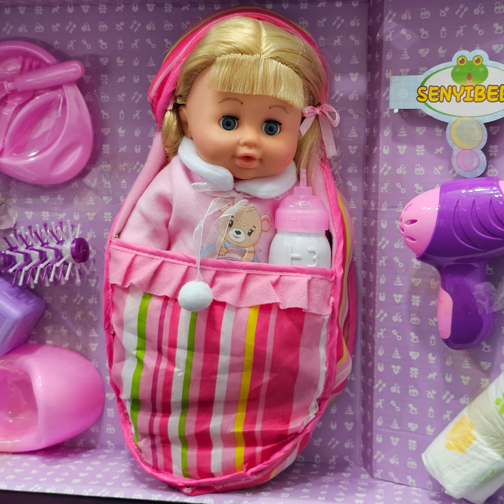 Baby Doll – with Accessories | Hair Comb, Potty Trainer, Blocks, Feeder, Hair Dryer & More