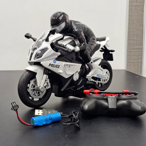 Police Moto Top Model 1:20 – Remote Control Motorcycle with 360° Spin, Lights & Sound - Image 5