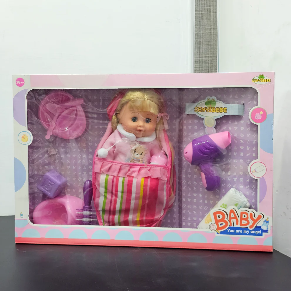 Baby Doll – with Accessories | Hair Comb, Potty Trainer, Blocks, Feeder, Hair Dryer & More - Image 3