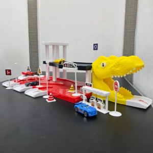 Driven to Win – Cars Parking Lot Playset with 4 Cars, Gas Station & Service Station