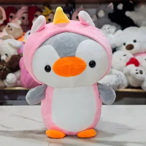 Penguin Plush Dressed as Unicorn – Pink Soft Toy 25cm | The Kids Land