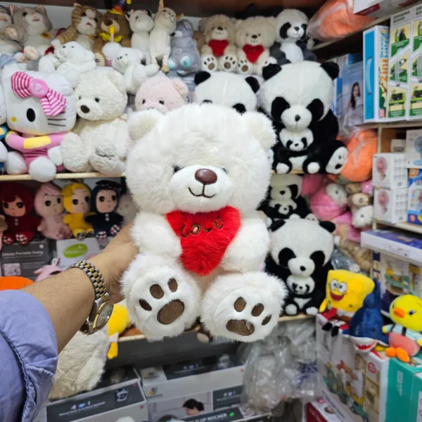 Premium Love Heart Bear – White Colour – 30cm Plush Toy |The Kids Land - Image 2