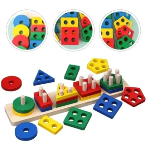 5 Pcs Shape Tray Wooden Box – Educational Sorting Toy for Kids