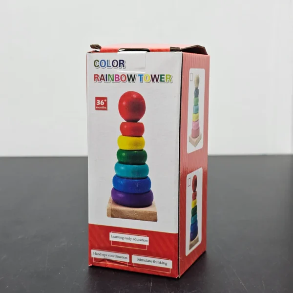 Rainbow Tower Stacking Toy – Colorful Educational Fun - Image 3