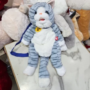 Learn to Speak Plush Cat with Shoulder Bag – Blue Colour | The Kids Land