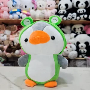 Penguin Plush Dressed as Unicorn – Parrot Colour Soft Toy 25cm |The Kids Land