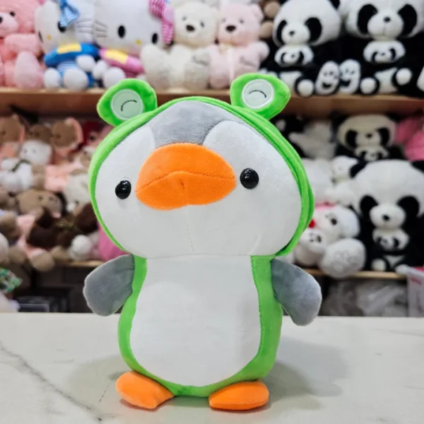 Penguin Plush Dressed as Unicorn – Parrot Colour Soft Toy 25cm |The Kids Land