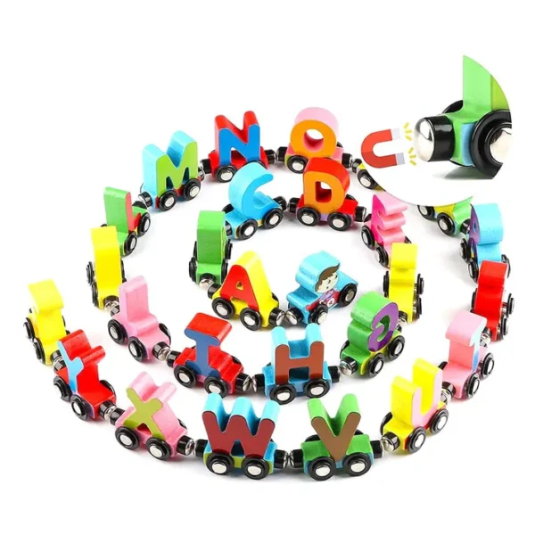 Letter Magnetic Train A to Z – 3D Wooden Alphabet Train - Image 5