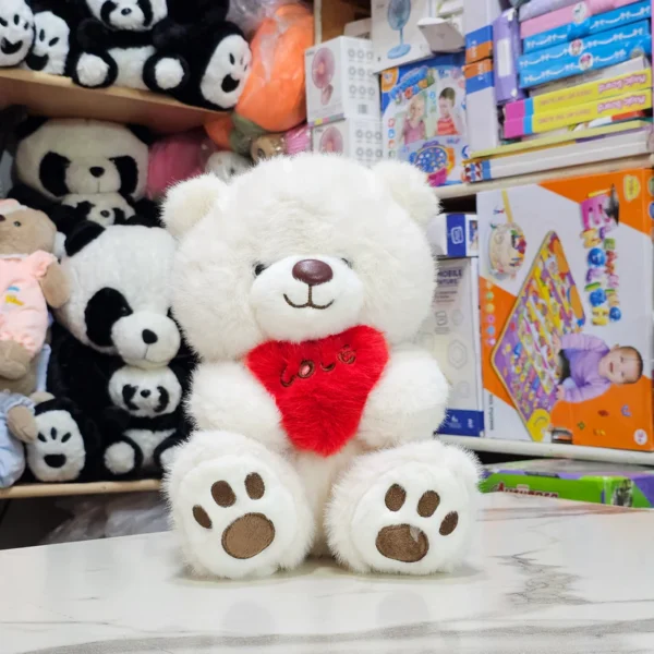 Premium Love Heart Bear – White Colour – 30cm Plush Toy |The Kids Land - Image 3