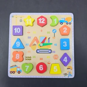 Wooden Clock with Blocks – Educational Learning Toy for Kids