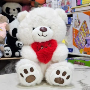 Premium Love Heart Bear – White Colour – 30cm Plush Toy |The Kids Land