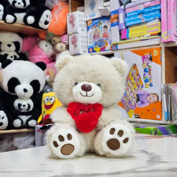Premium Love Heart Bear – Light Brown Colour – 30cm Plush Toy-The Kids Land - Image 2